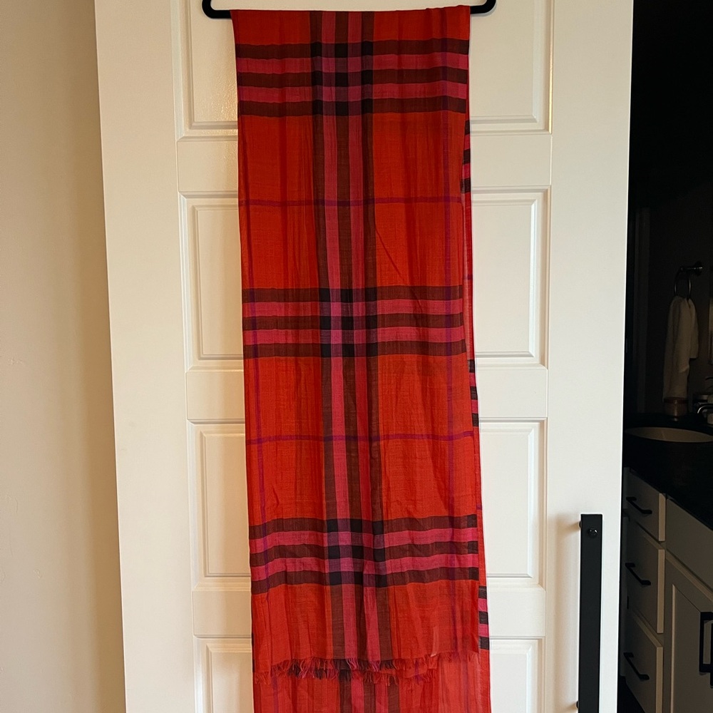 Burberry Red and Black Plaid Scarf